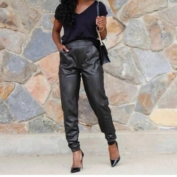 Spanx leather like joggers size large - Picture 6 of 13